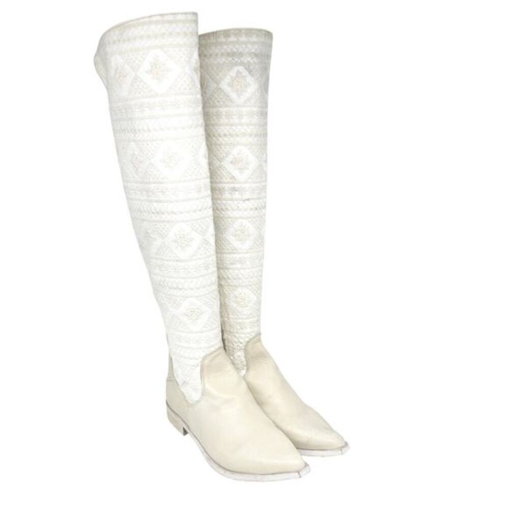Free People Women's Bren OTK Crochet Western Cowgirl Boots Size US 6.5 EU 36.5